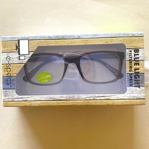 E Soecs Blue Light readers in Black / gray + 1.50